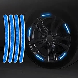 20 PIECES Holographic Luminous Anti-Collision Glow in The dark Wheel Rim Stickers Night Reflective Tape Warning Sticker for Decoration Universal for All Cars Bikes Motorcycles Bicycle Trucks