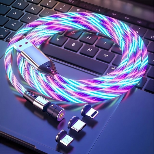 3 In1 Magnetic Current Lighting Charging Mobile Phone Cable led USBType-C Cable for Samsung LED Micro USB for Iphone